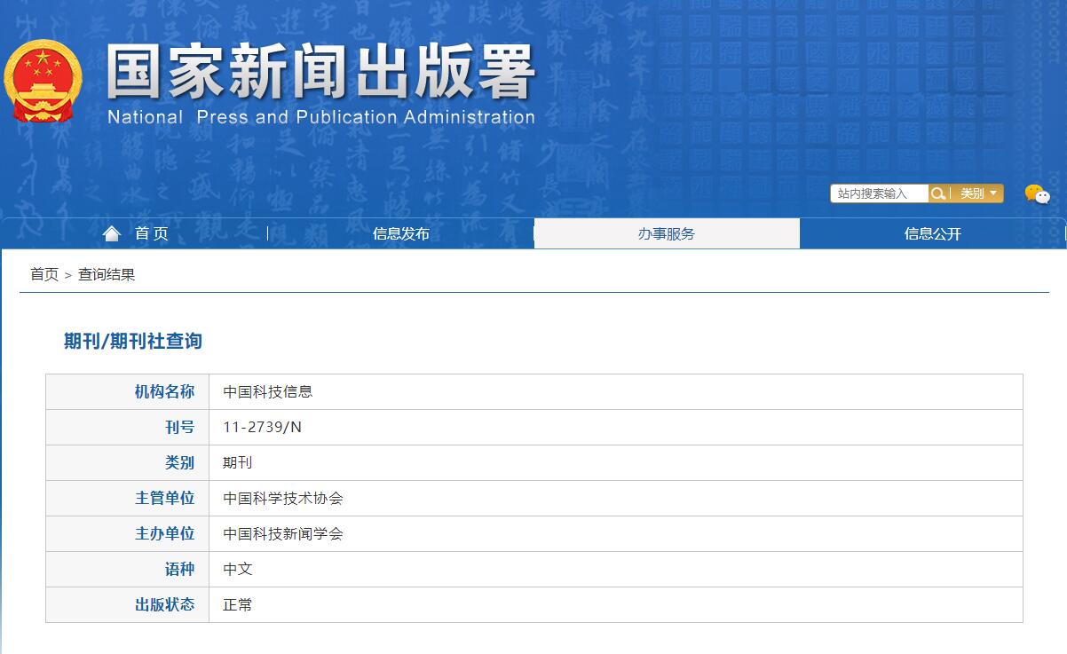 《中国科技信息》备案信息